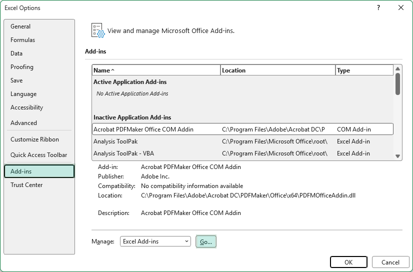 Option - Add-ins